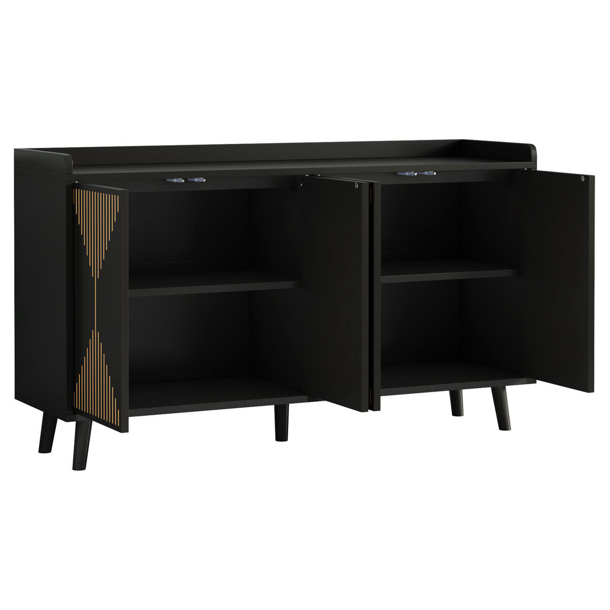SIDEBOARD DE-38640 140/40/84 cm 4 Türen und verstellbare Böden Schwarz - Schwarz, Holzwerkstoff (140/84/40cm) - ComfortXL