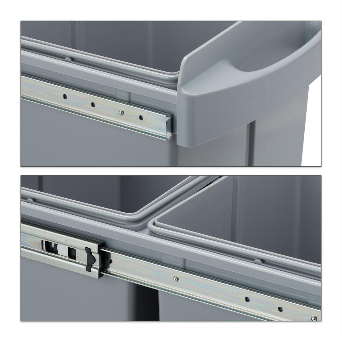 EINBAUMÜLLEIMER - Grau, Kunststoff/Metall (34/41.3/51.8cm) - Relaxdays