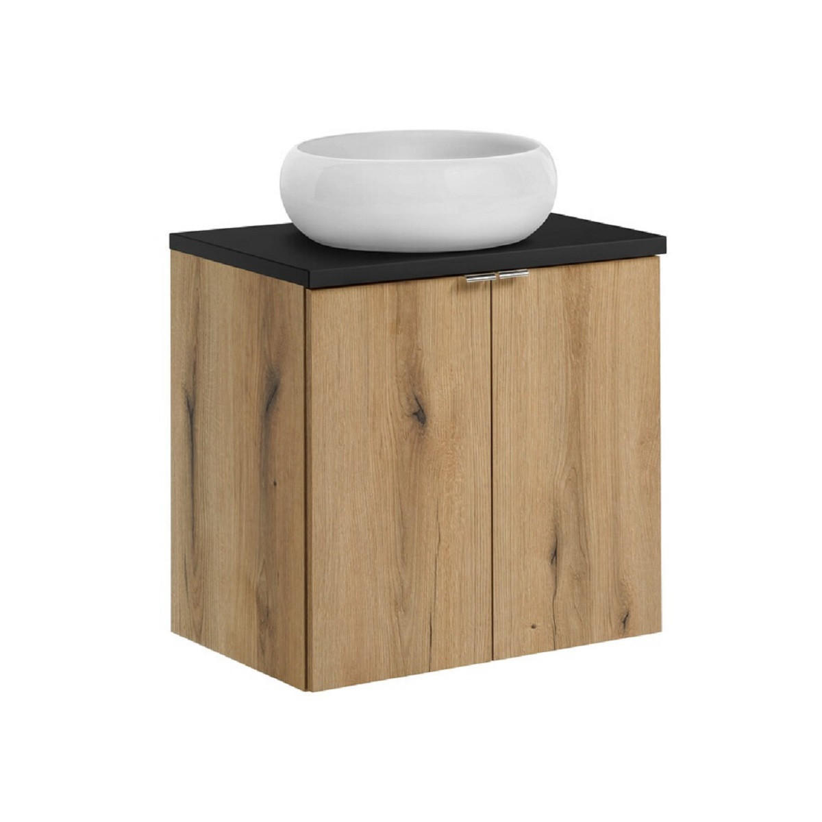 Milaros Markt Waschtischkombi Eiche Wotan, Schwarz 60x57x40 cm