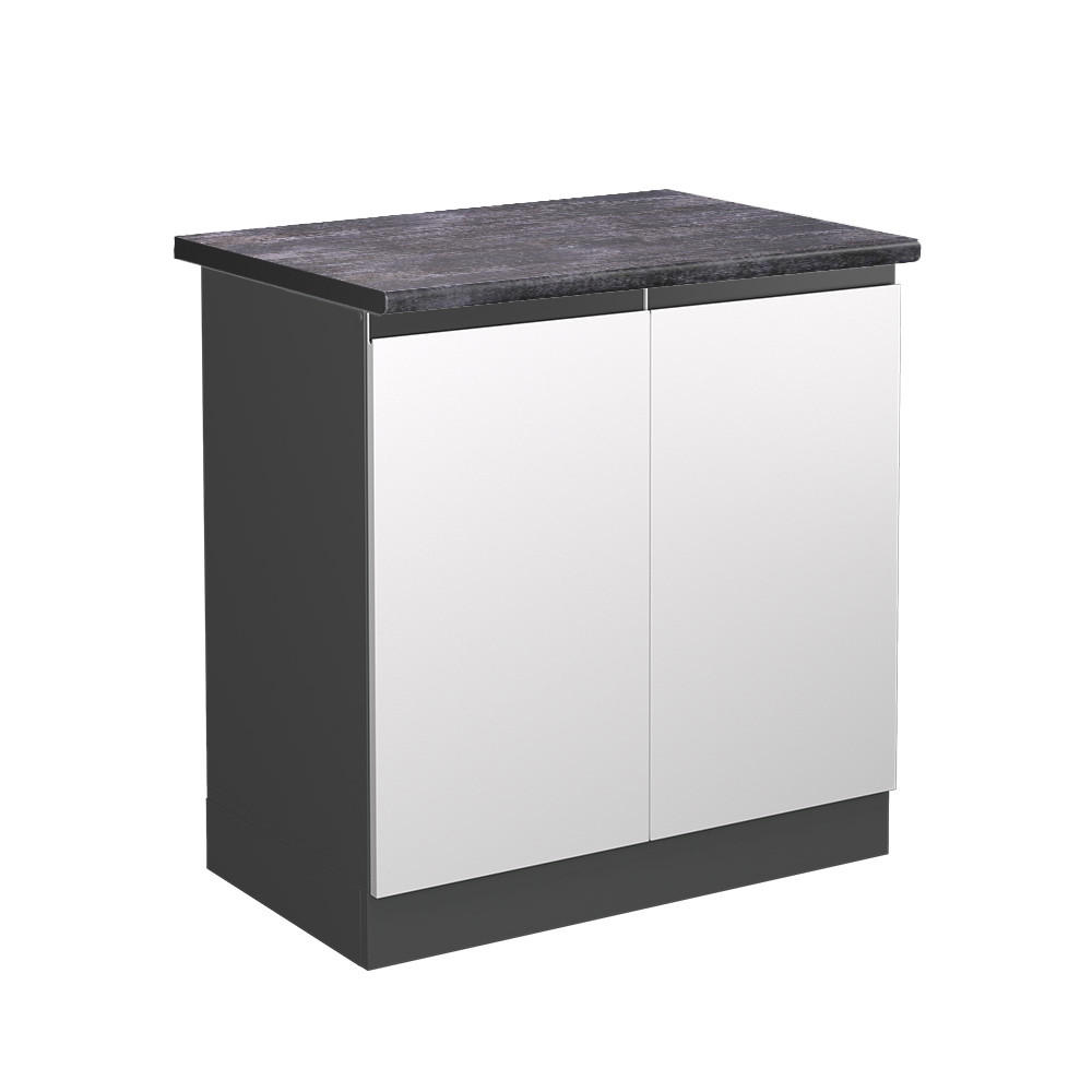 SPÜLENUNTERSCHRANK R-Line Weiß 80 cm, AP Anthrazit - Anthrazit/Weiß, Holzwerkstoff (80/81.6/60cm) - Vicco