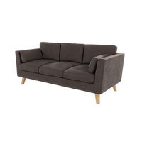 3-SITZER-SOFA Mario Braun - Khaki Microfaser - Hellbraun/Dunkelbraun, Holz/Buchenholz (206/90/89cm) - S-Style Möbel