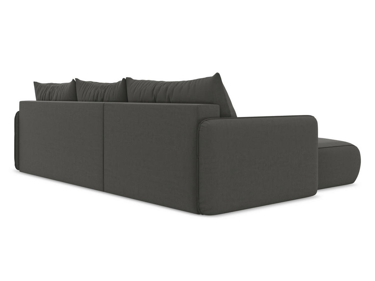 ECKSOFA mit Schlaffunktion Samt Stoff Grau - Dunkelgrau/Schwarz, Kunststoff/Textil (148/240cm) - Makamii