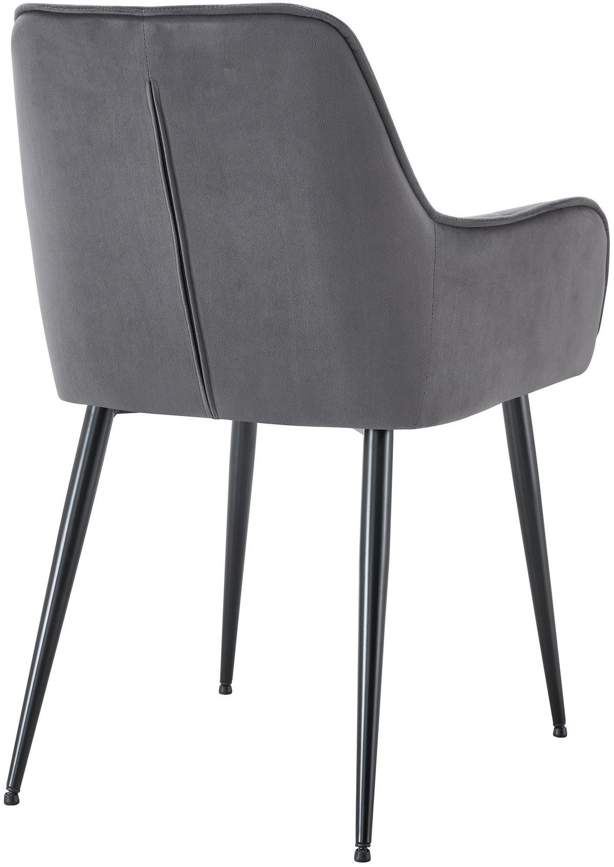ESSZIMMERSTUHL 2er Set Samt Dunkelgrau - Dunkelgrau/Schwarz, Textil/Metall (58/86/62cm) - CLP