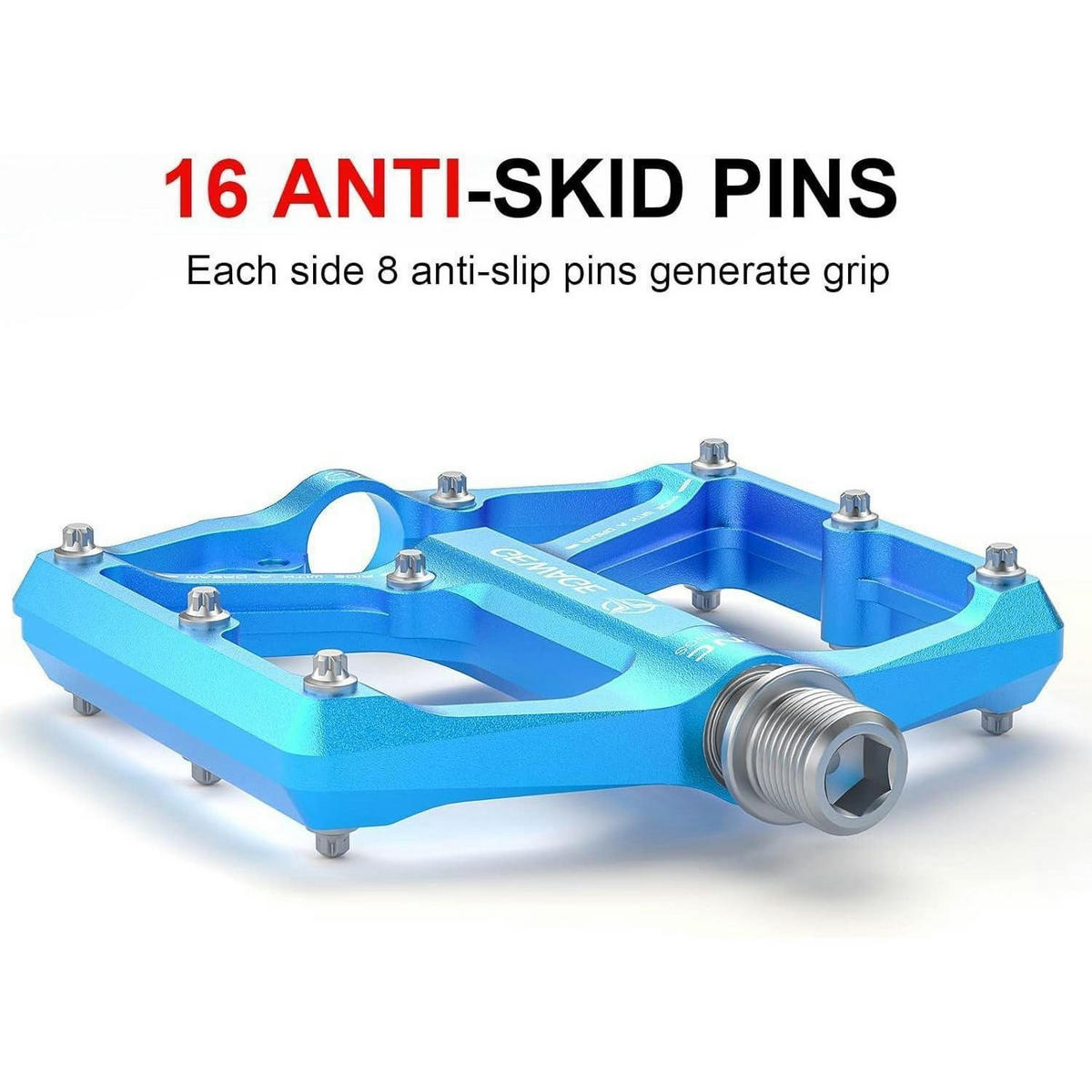 FAHRRADPEDALE Rennrad/Mountainbike Blau 9/16 Zoll mit 3 Lagern und abnehmbaren Pins - Blau, Metall (10/1.5/10.4cm)