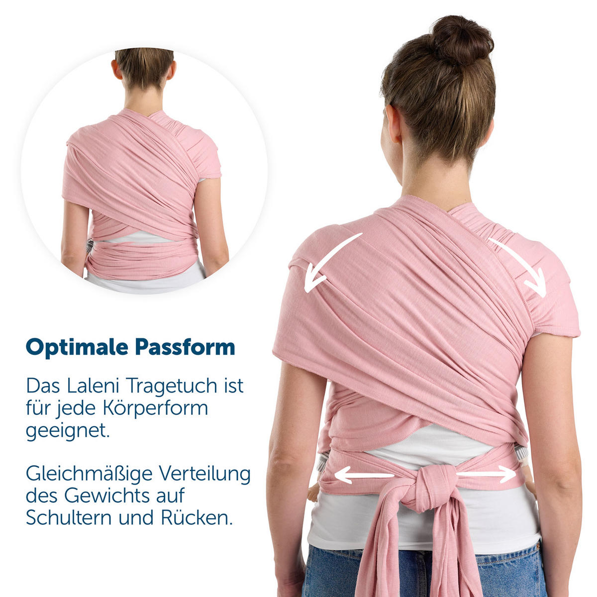 BABYTRAGEN für Neugeborene bis 15 kg - 100% Baumwolle (Ohne Elasthan) - Rosa - Rosa, Textil (60/5.1cm) - Laleni