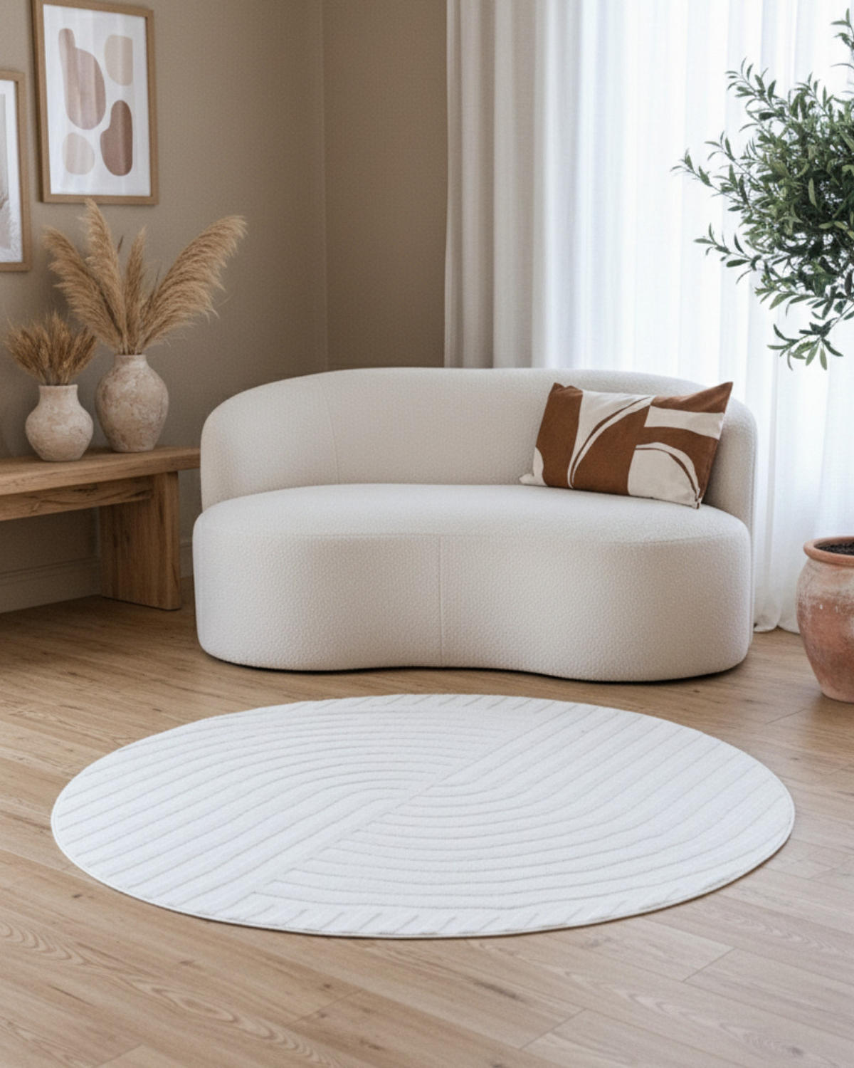 TEPPICH HYGGE Creme, rund 240/240 cm - Creme, Textil (240/240cm) - Tapiso