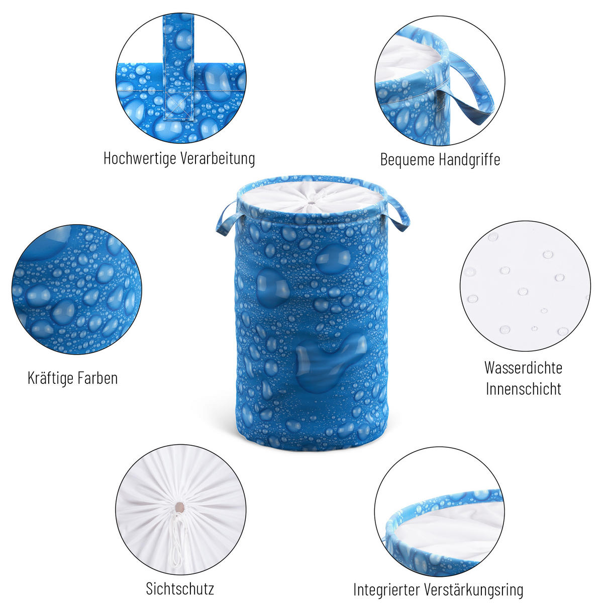 WÄSCHEKORB Tautropfen Blau - Blau, Textil (37/55/55cm) - Sanilo