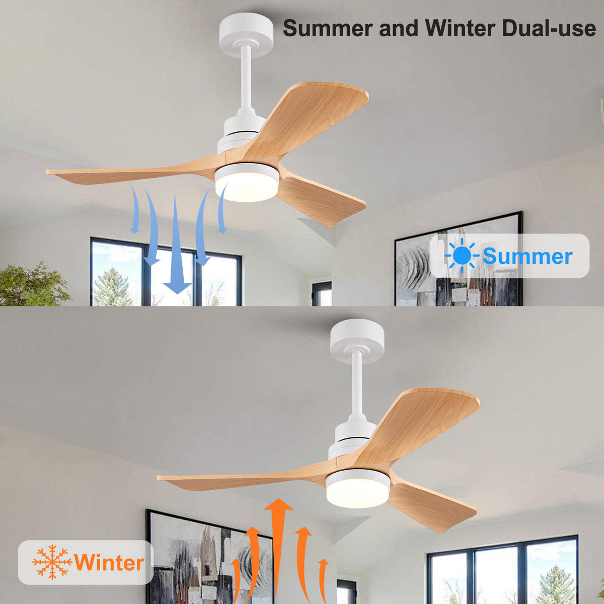 DECKENVENTILATOR DE-16232 42 Zoll mit Licht & Fernbedienung Naturholz - Naturfarben, Kunststoff (107/107/40cm) - ComfortXL