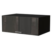 AUFSATZSCHRANK Essen W6B/90 Graphit Hochglanz / Schwarz Matt 90 / 59 / 36cm - Schwarz/Graphitfarben, Holz/Holzwerkstoff (90/36/59cm) - Feldmann-Wohnen