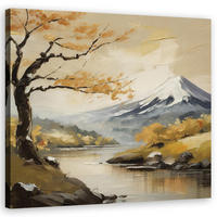 WANDBILD berge landschaft natur fluss - Beige, Textil (50/50cm) - Feeby