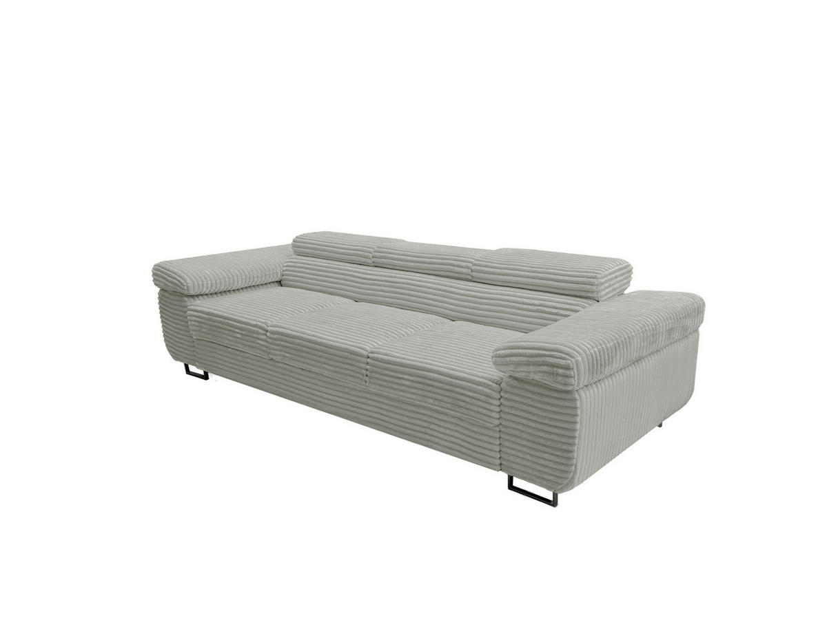 GUSTAW Sitzgarnitur 3+2+1, Schlafsofa 3-Sitzer, Cordbezug Grau - Grau, Textil (225/92/101cm) - KS Home Concept