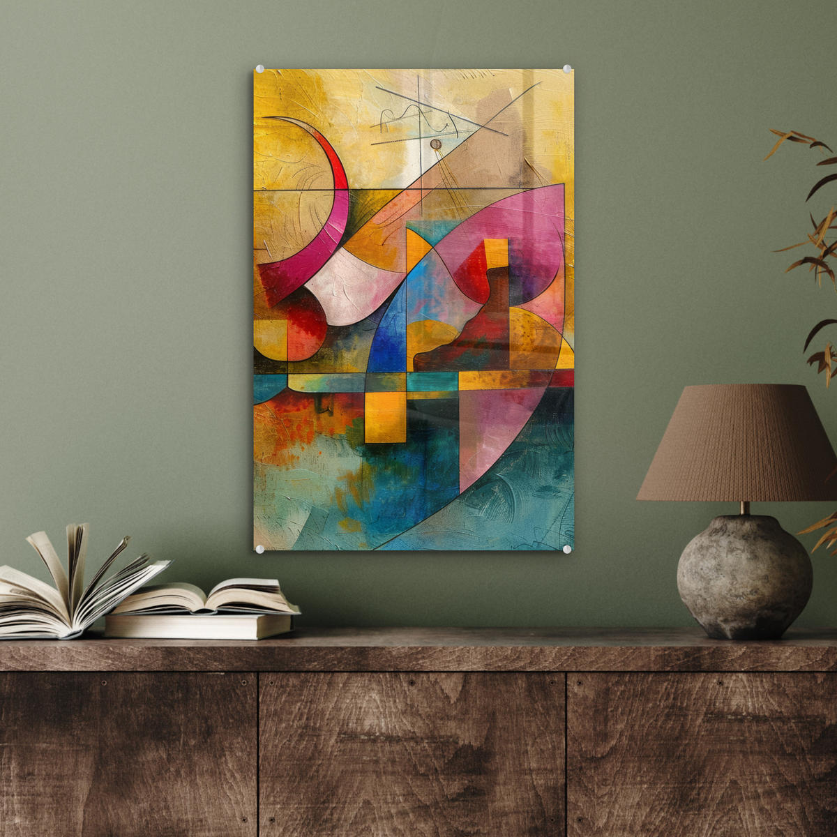 ACRYLGLASBILD Kunst - Abstrakt - Modern 40x60 cm - Gelb, Glas (40/60cm) - MuchoWow