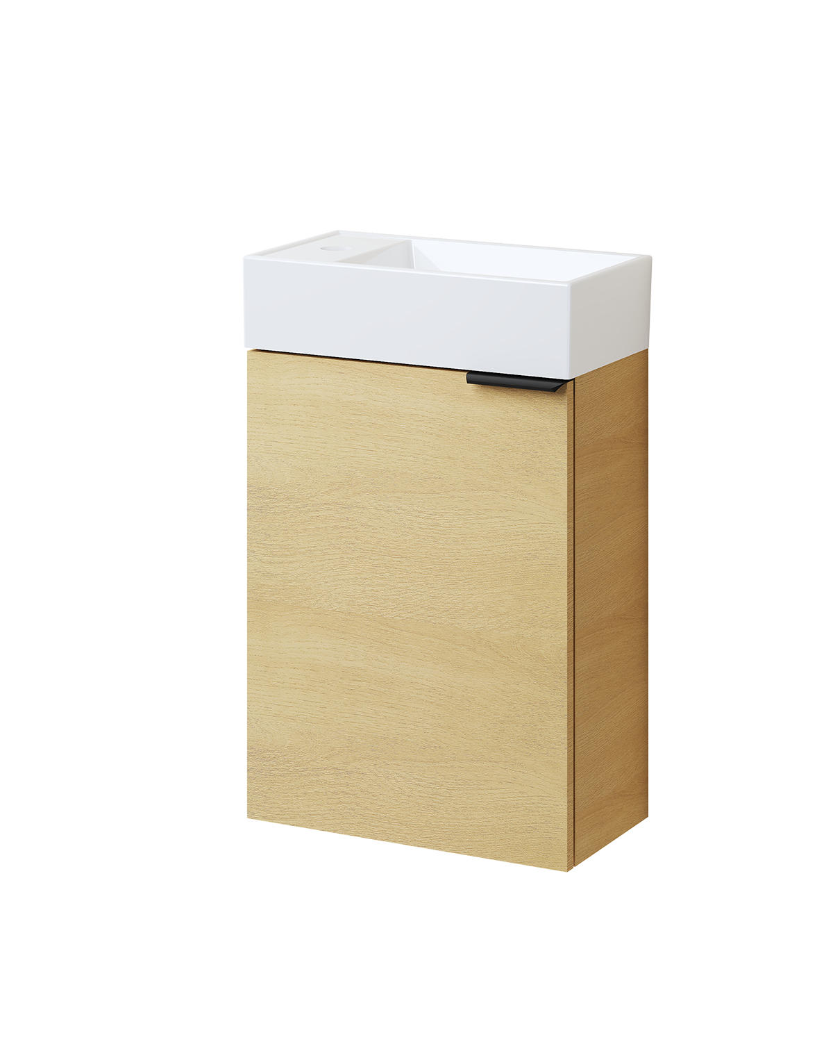 WASCHTISCHKOMBI 41,7 cm Eiche Natur mit Keramik-Waschbecken - Eichefarben/Schwarz, Holzwerkstoff (41.7/64.6/24cm) - EMKE