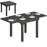 GARTENTISCH DE-07340 ausziehbar mit Lamellenplatte für 4-6 Personen Schwarz - Schwarz, Metall (160/80/75cm) - ComfortXL