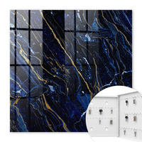 SCHLÜSSELBOX Weiß 30x30 cm – Türöffnung nach rechts - Marineblaues Muster - Dunkelblau, Metall (30/30/5cm) - TULUP