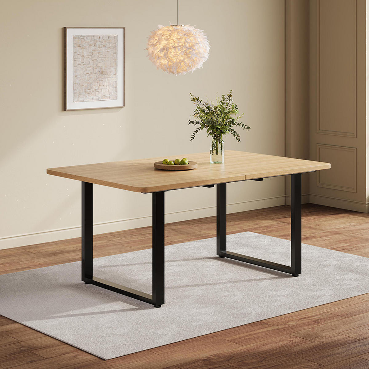 ESSTISCH mit 3 Längen,140/180/220*90cm,Eichenfarbe - Alteiche, Holz (220/90/75cm) - KOMHTOM