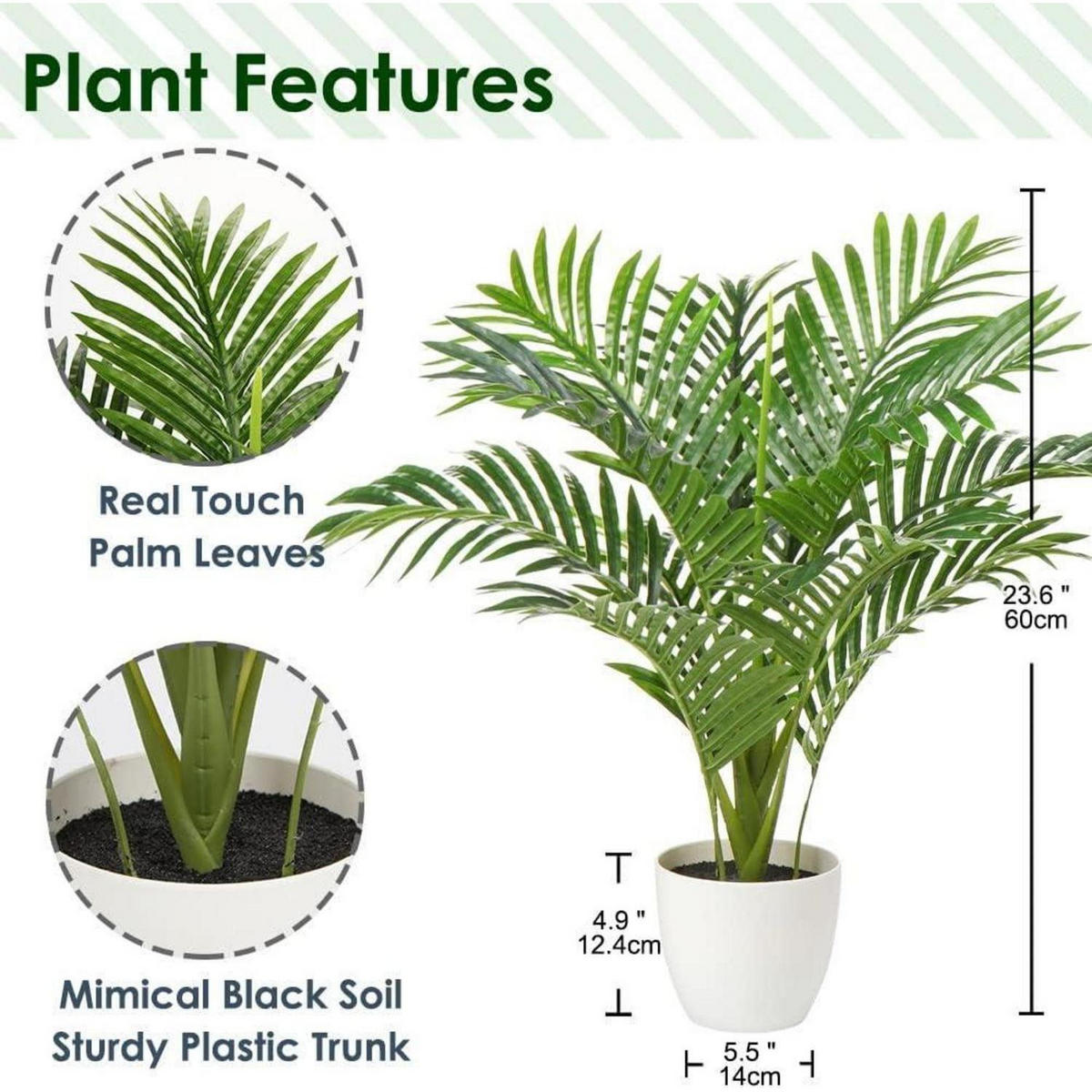 KUNSTPFLANZE Palme 60 cm Grün - Grün, Kunststoff (20cm)
