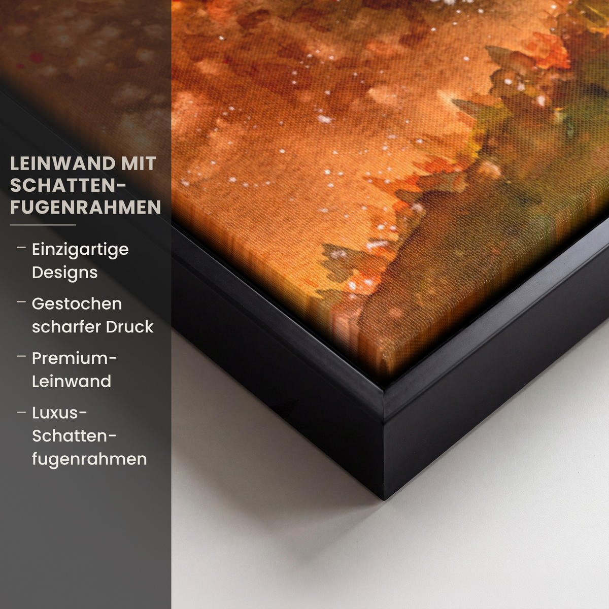 LEINWAND Bilder mit Rahmen - Natur - Ölfarbe - Hirsche - Tiere - Herbst - Orange - 100x70 - Orange, Textil (100/70cm) - MuchoWow