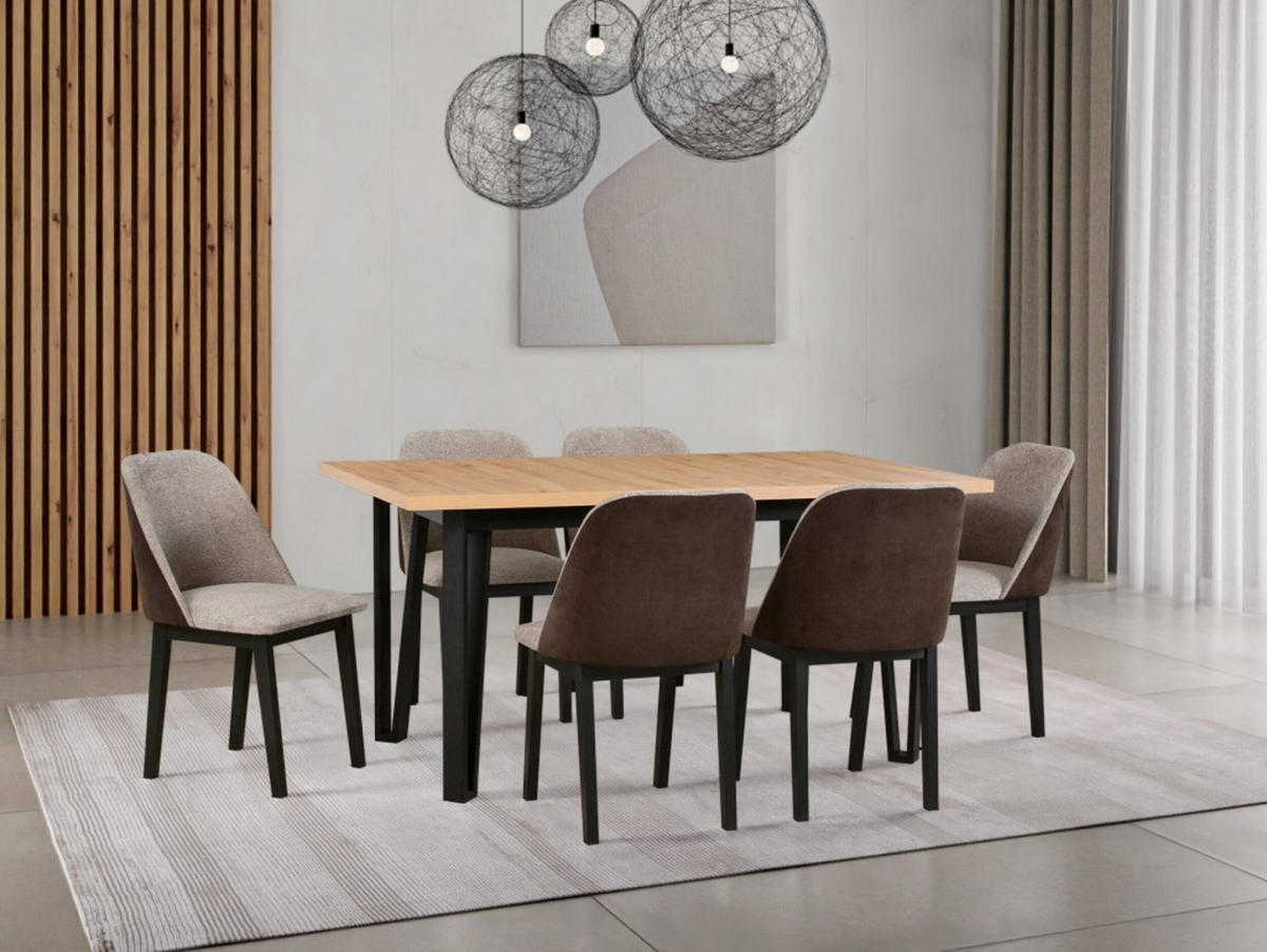 ESSZIMMERSTUHL - Set 4x MONTI 1 schwarz, zetta 302 - Hellgrau/Schwarz, Holz (43/82/40cm) - Leaf Design
