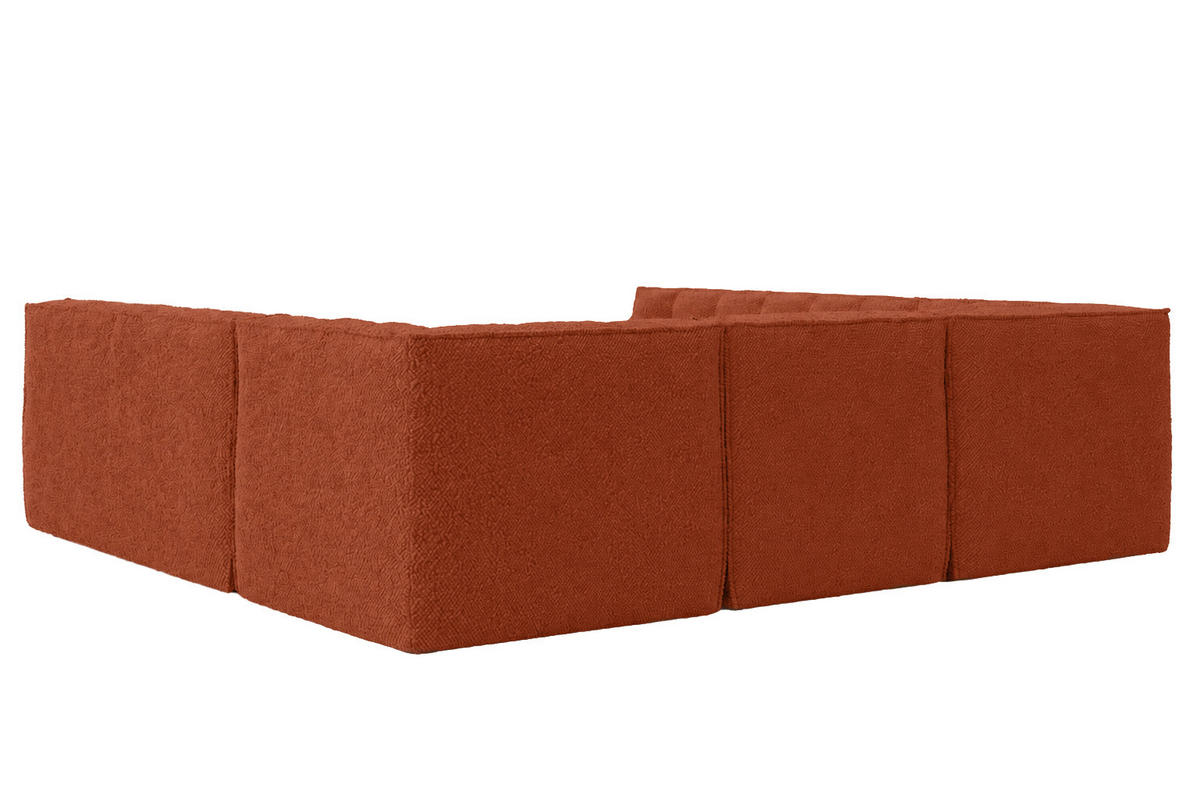 ROHOVÁ SEDAČKA modulární Corner ve tvaru U, plyšová tkanina Pop, Měděná, LAZY U CORNER - měděná, dřevo (266/76/253cm) - Kaiser Möbel
