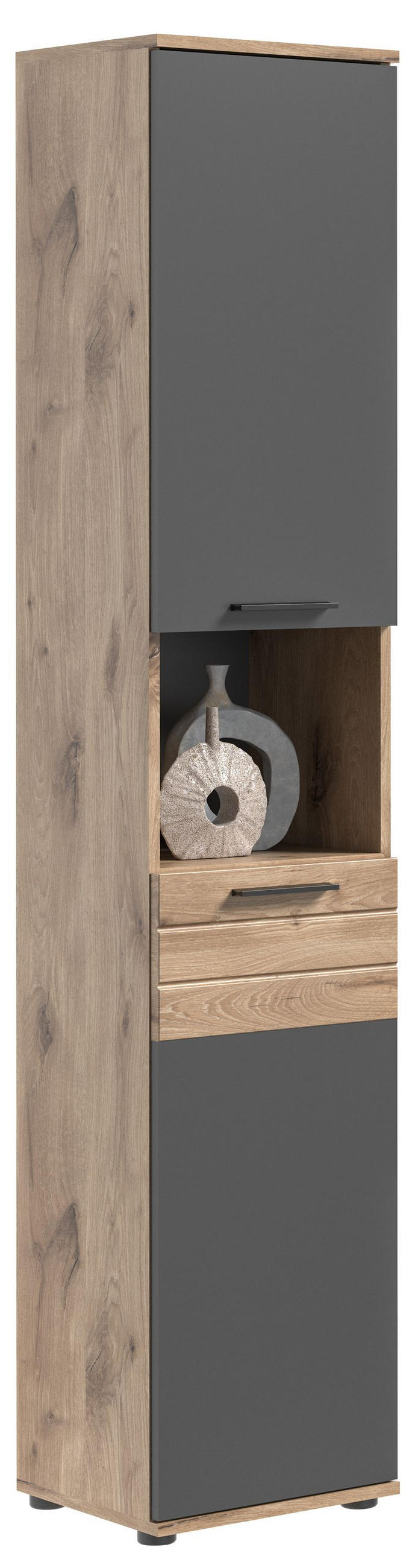 HOCHSCHRANK MASON (B/H/T: ca. 37/190/34 cm) in Nox Oak Nachbildung/Basalt grau - Eichefarben, Holzwerkstoff (37/190/34cm)