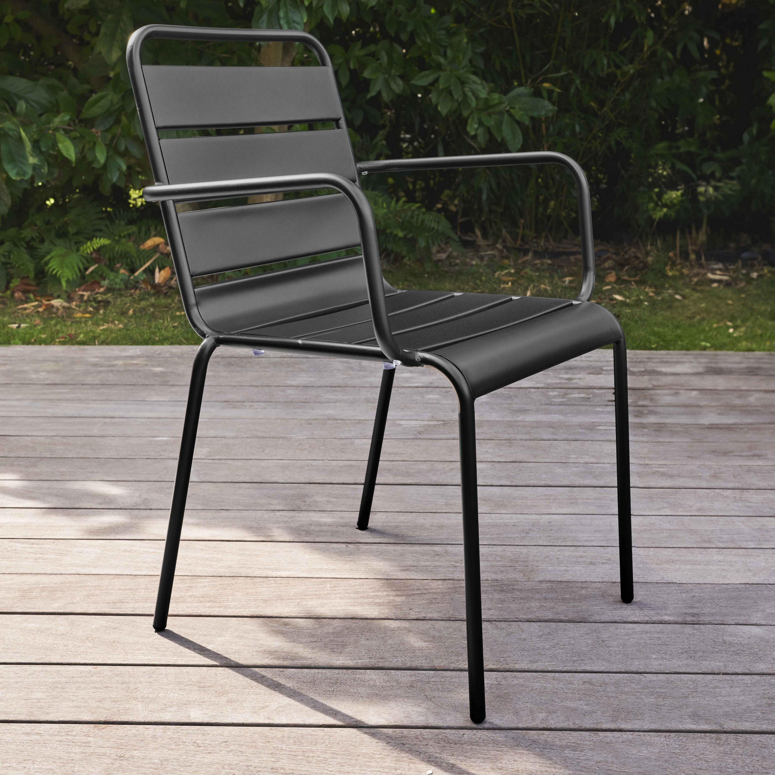 GARTENSTUHL, Schwarz - Schwarz, Metall (55/83/55cm) - Oviala