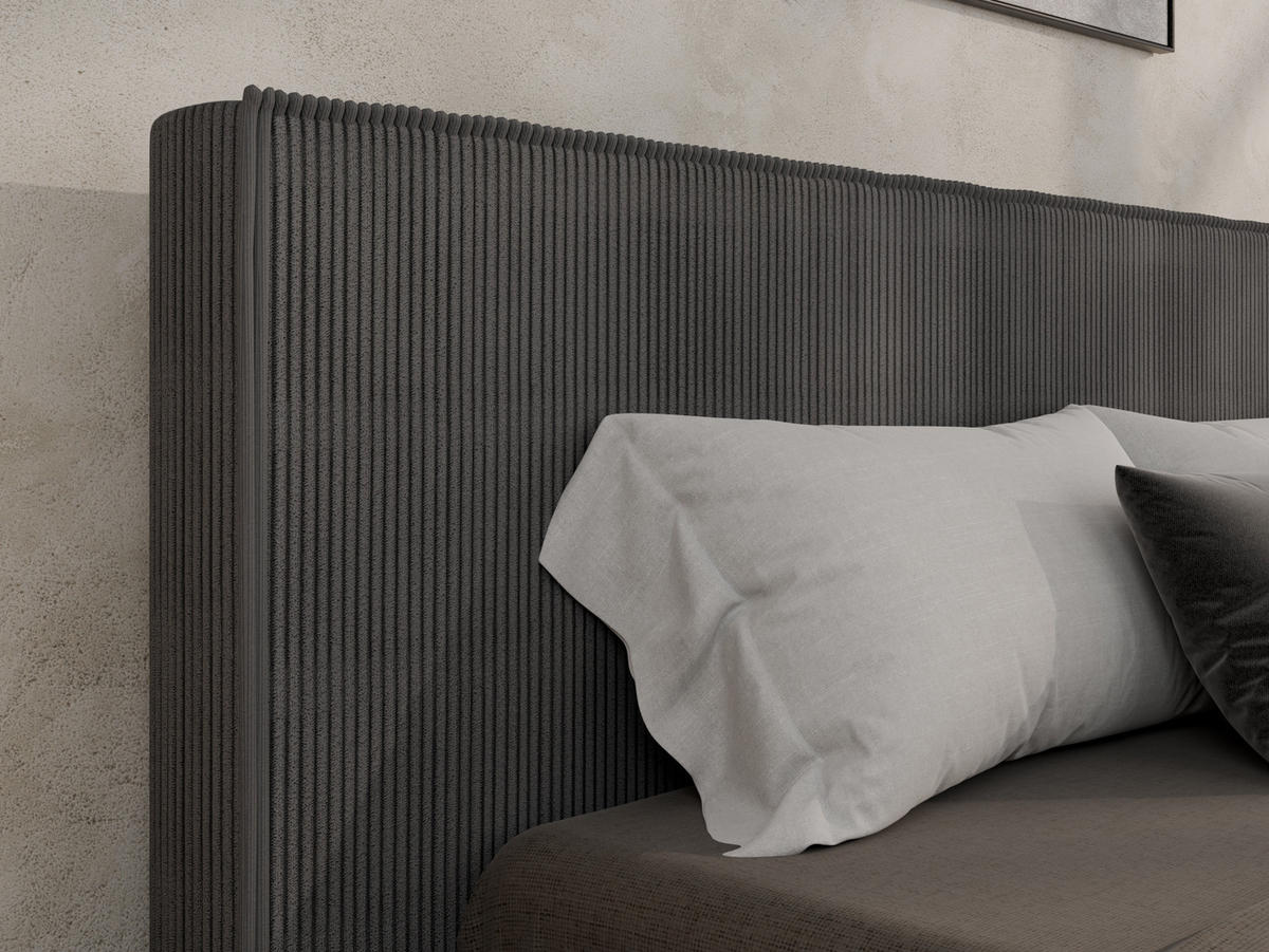 POLSTERBETT SANA 180x200cm Elegantes Polsterbett für modernen Wohnstil , Taschenfederkernmatratze LIORA(19cm), dunkelgrau - Dunkelgrau, Holz (180/200cm) - Panda Möbel