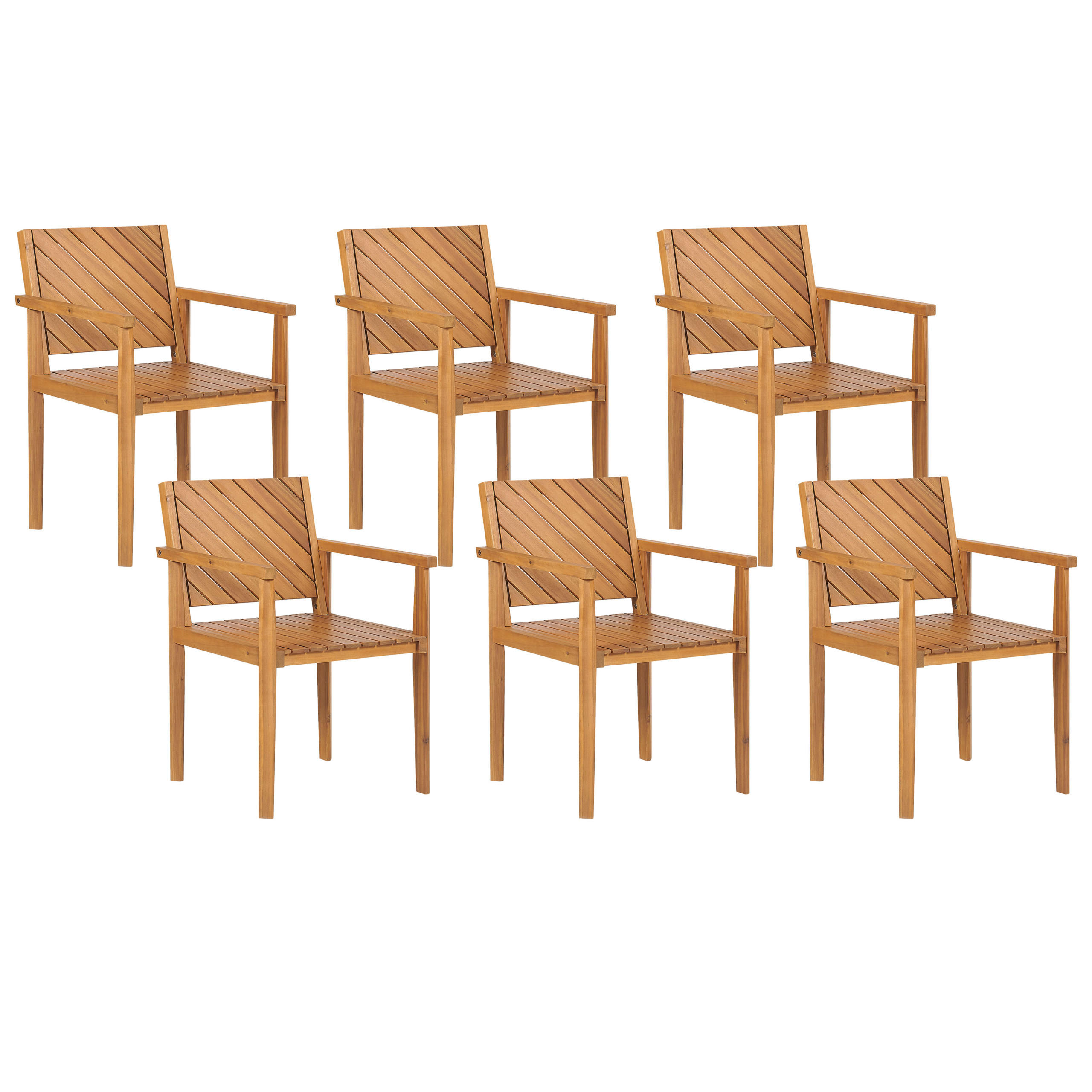 GARTENSTUHL 6er-Set Akazienholz hellbraun Baratti - Hellbraun, Holz (55/82/40cm) - Beliani