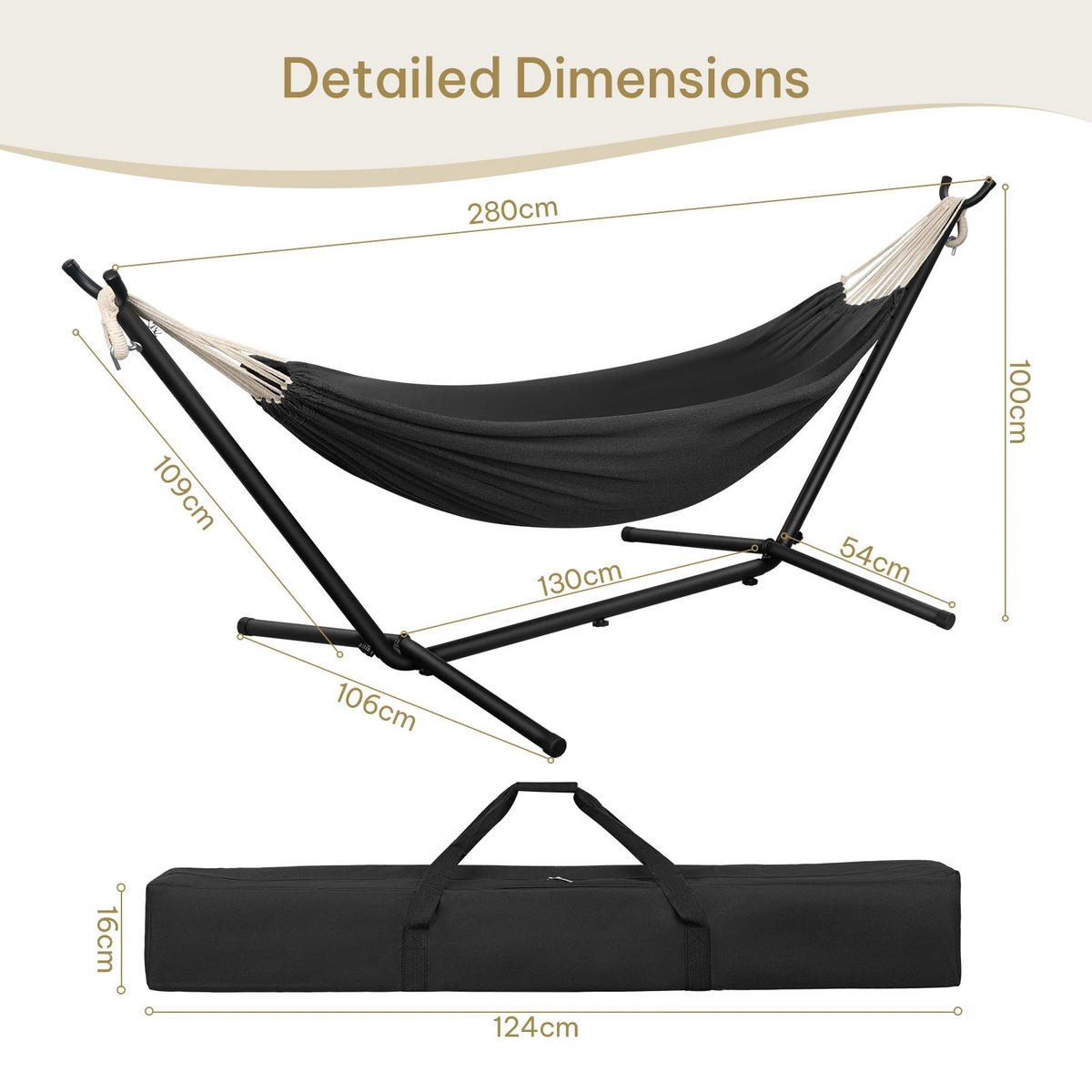HÄNGEMATTE Doppel mit Gestell Grau 2 Personen - Grau, Textil/Metall (124/16cm) - Kaket