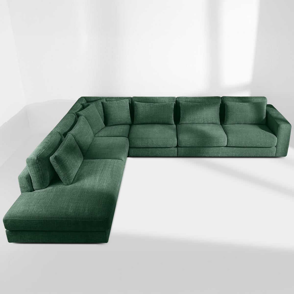 ECKSOFA XL links VERUS - Grün, Holz/Holzwerkstoff (377/328cm) - KONSIMO®