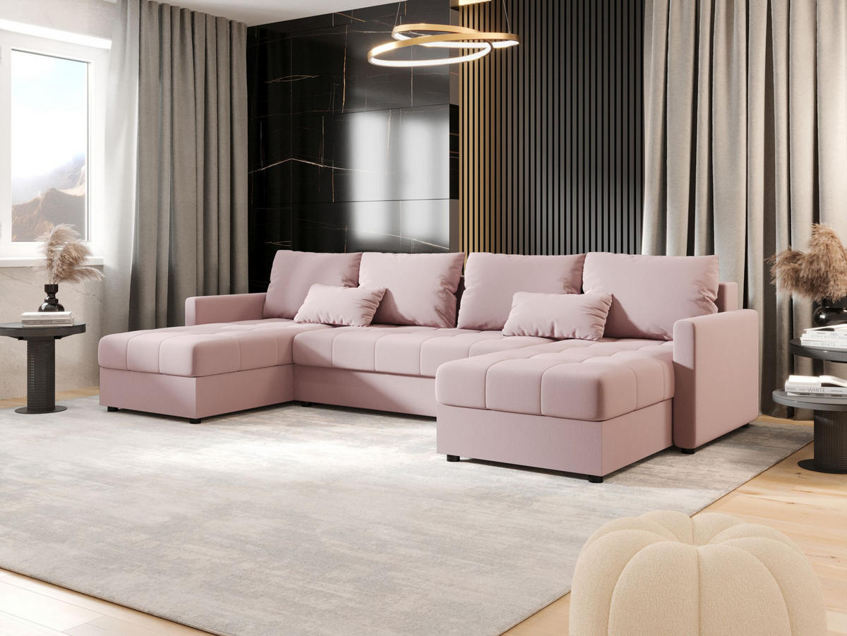 ECKSOFA MOS U BIS Cosmic 14 mit Schlaffunktion - Rosa, Textil (285/85/140cm) - Bedante