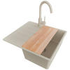 GRANITSPÜLE Kopenhagen, 2-er set Beige 55/50 cm 1 Becken + Küchenarmatur 32/20 cm + Ablauf-Set + Schneidebrett ab 40er Unterschrank - Beige, Kunststoff (55/20/50cm) - Primagran