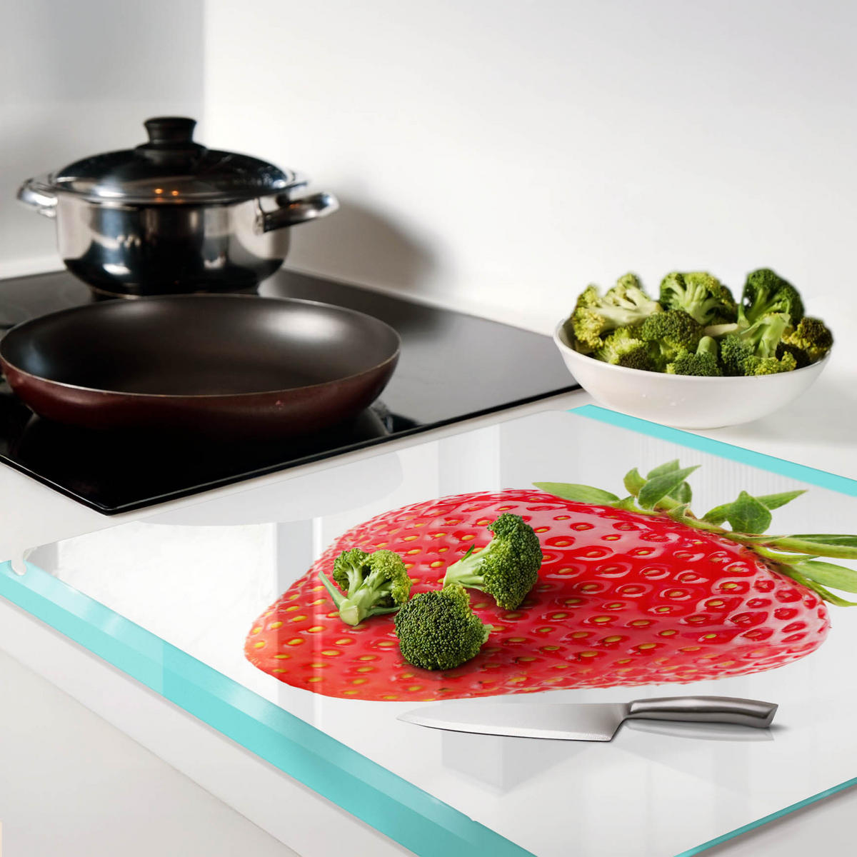 GLASPLATTE 60x52 cm Erdbeere - Rot, Glas (60/0.4/52cm) - TULUP