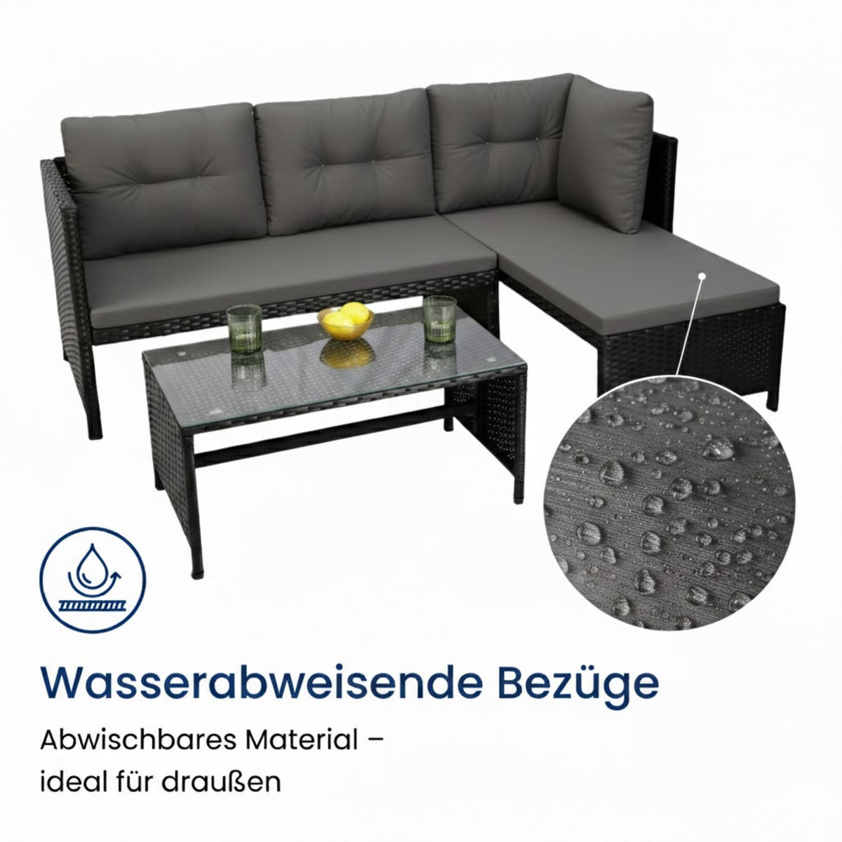 LOUNGEGARNITUR Schwarz - Schwarz, Naturmaterialien - Home Collective