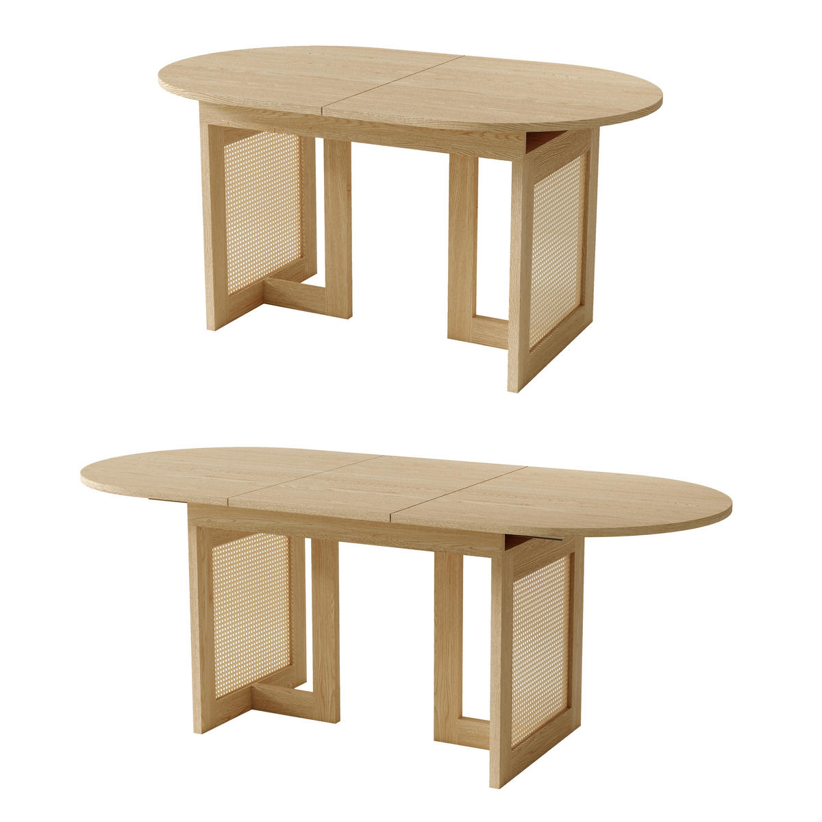 ESSGRUPPE 1+6 Ausziehbarer Tisch Eiche 150-200cm & 6 Armlehnstühle Beige - Eichefarben, Holzwerkstoff (200/75/90cm) - Urban Meuble