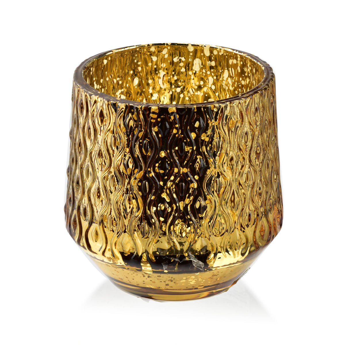 KERZENHALTER Rita Gold 7/7/8 cm Glas - Goldfarben, Glas (7/8/7cm) - Mondex