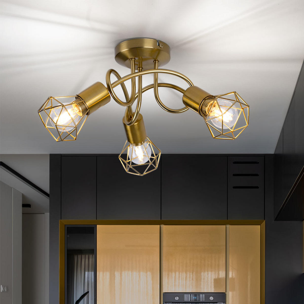 DECKENLEUCHTE XARA Gold Gitter - Goldfarben, Metall (36/36/20cm) - Globo Lighting