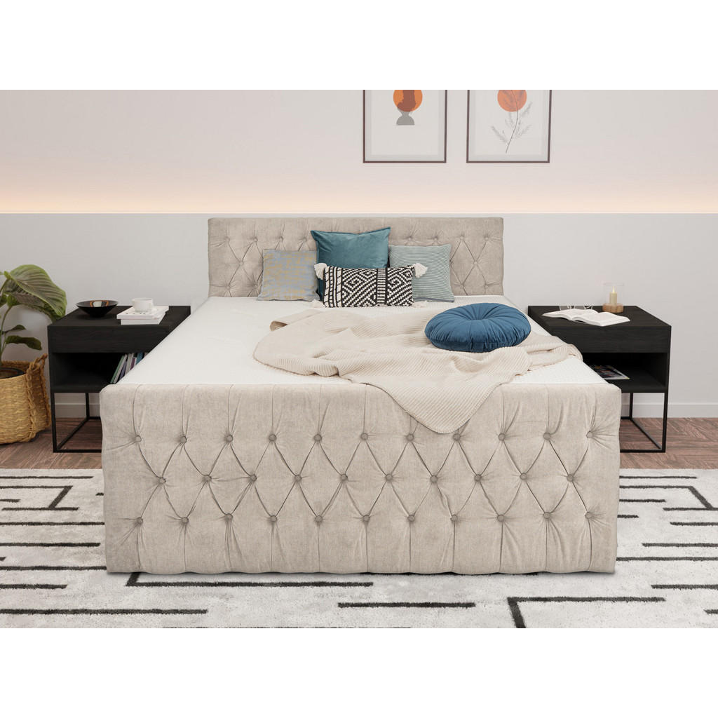 Thumbnail - wonello Boxspringbett, Beige, Textil, H3, 7-Zonen, Höhe ca. 20 cm, 160x200 cm, Schlafzimmer, Betten, Boxspringbetten