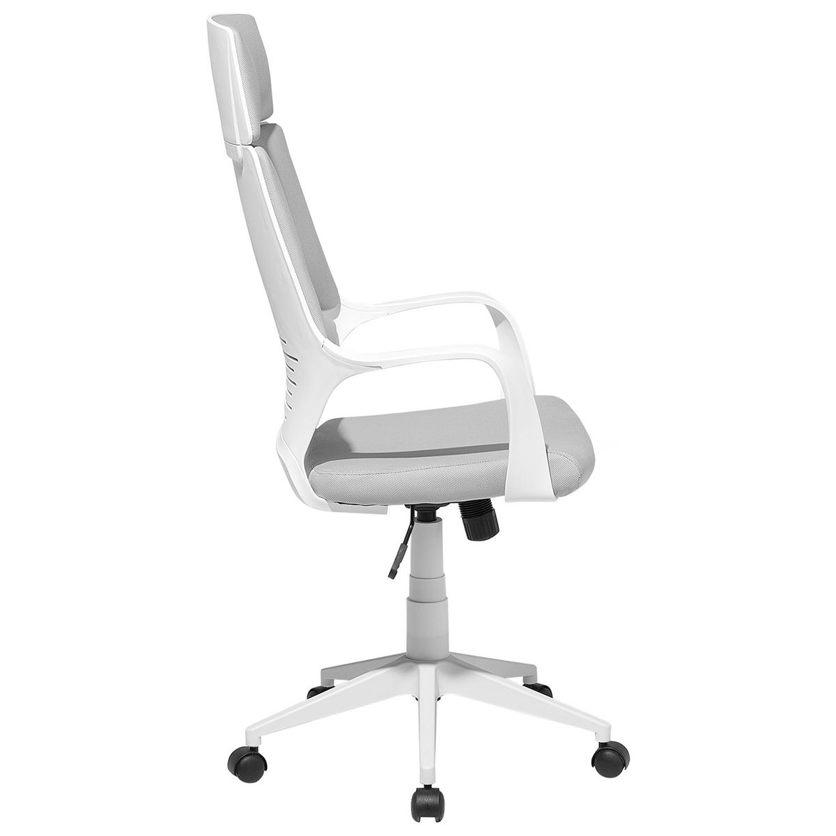 BÜROSTUHL Polyester Weiß/Grau Delight - Grau, Kunststoff/Textil (64/116/64cm) - Beliani