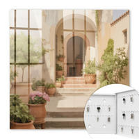 SCHLÜSSELBOX Weiß 30x30 cm – Türöffnung nach rechts - Rustikaler Garten - Creme, Metall (30/30/5cm) - TULUP