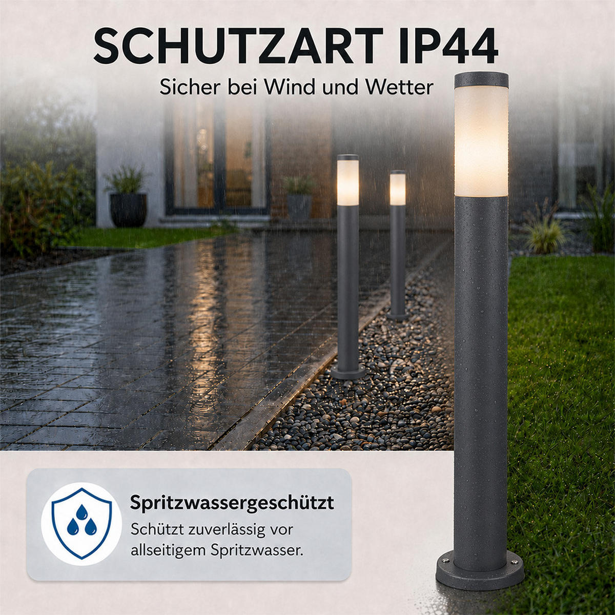 LED AUSSENLEUCHTE Edelstahl Anthrazit 2er Set - Anthrazit, Metall (7.6/11/80cm) - Globo Lighting