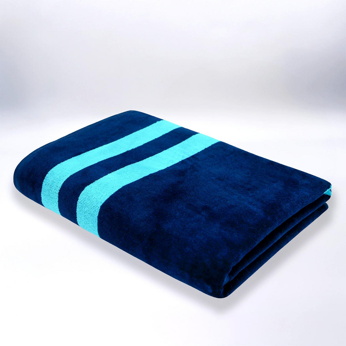 STRANDTUCH Frottee Velours Jacquard Blau 90x170 400g/m² - Nonza - Blau, Textil (170/90cm) - LE COMPTOIR DE LA PLAGE