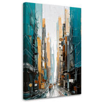 LEINWANDBILD Abstraktion 80x120cm - Türkis, Textil (80/120cm) - Feeby