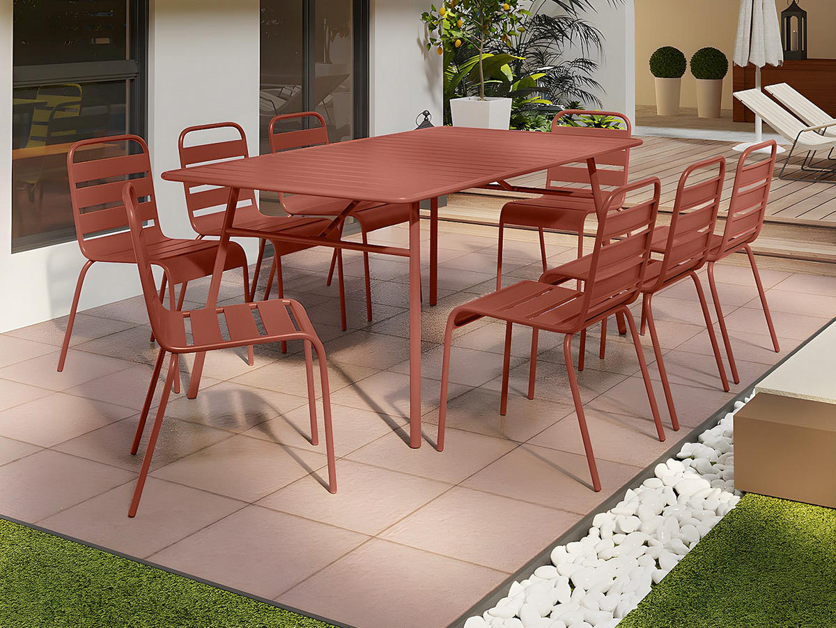 GARTENTISCH - L. 200 cm - Metall - Terracotta - MIRMANDE von MYLIA - Braun, Metall (100/200/75cm) - Vente-Unique