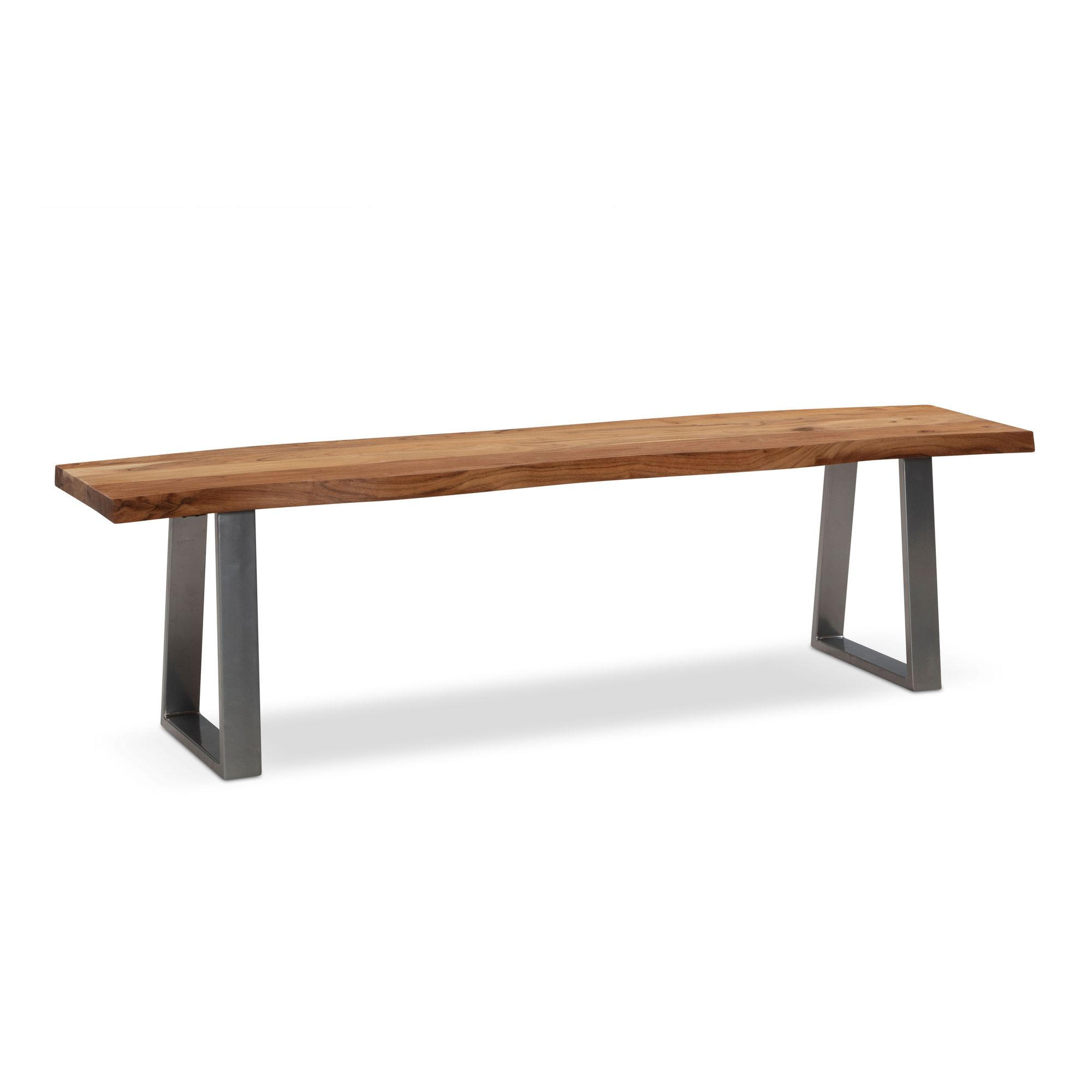 ESSZIMMERBANK Massivholz Metall Baumkante Chromgestell, Akazie 120x40x46 cm - Silberfarben/Braun, Holz/Metall (120/46/40cm) - KADIMA DESIGN