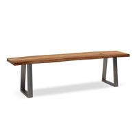 ESSZIMMERBANK Massivholz Metall Baumkante Chromgestell, Akazie 140x40x46 cm - Silberfarben/Braun, Holz/Metall (140/46/40cm) - KADIMA DESIGN