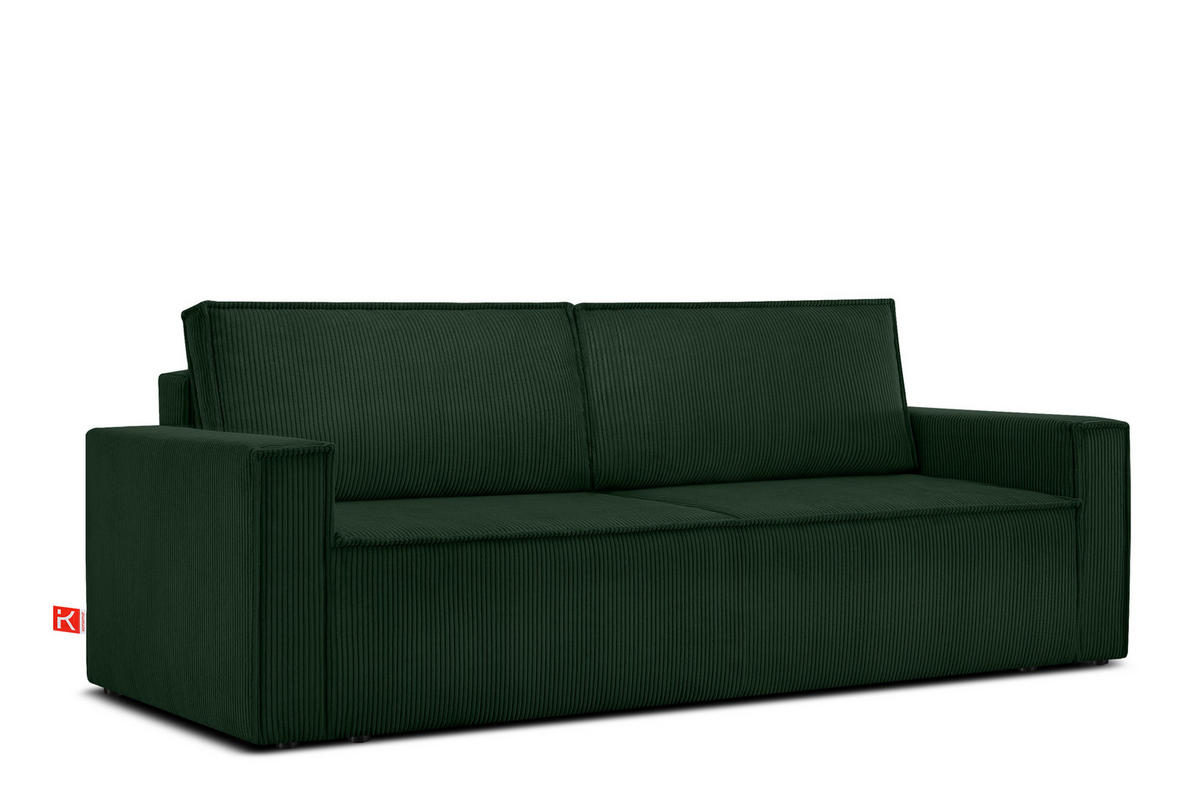 SCHLAFSOFA NAPI in Pet Friendly Cord-Stoff, dunkelgrün - Dunkelgrün/Schwarz, Textil (228/89/101cm) - KONSIMO®