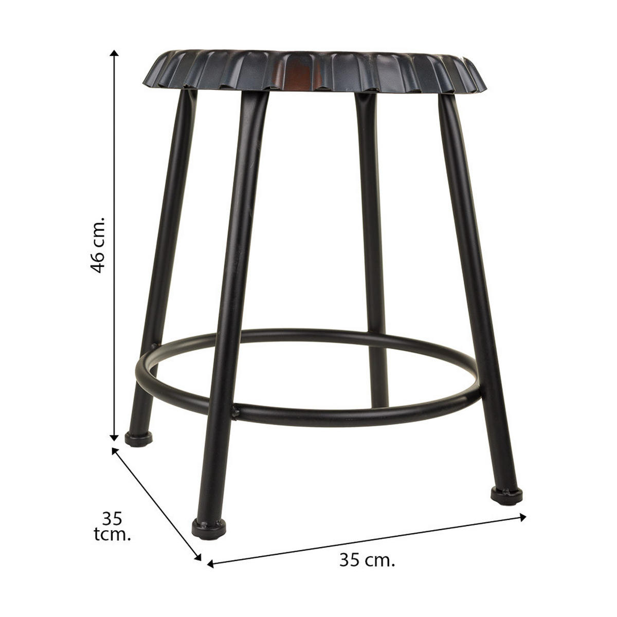 HOCKER aus Metall, schwarz, 35x46cm - Schwarz, Metall (35/46/35cm) - Wanderlust