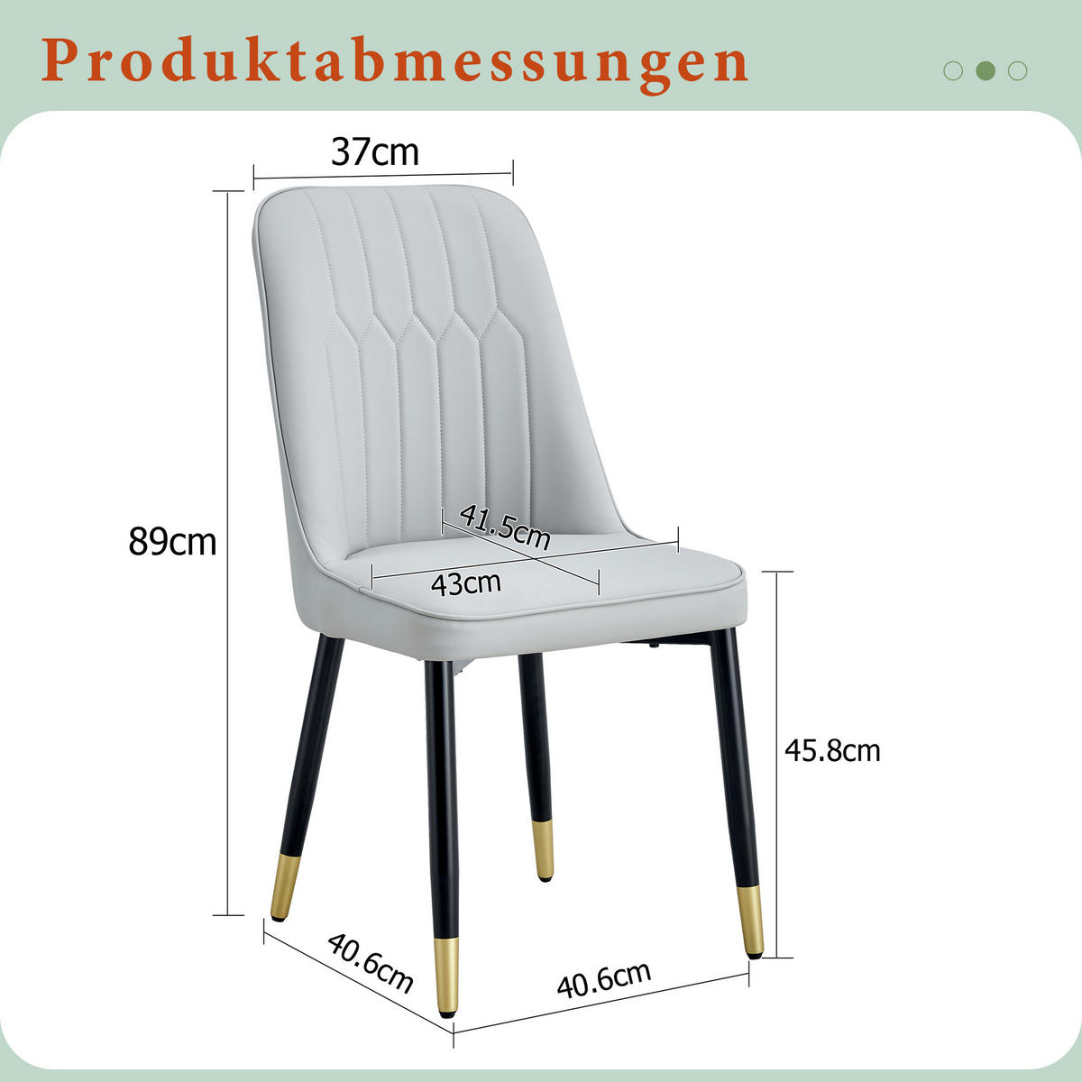 STUHL-SET DE-36511 2 Stück mit PU-Bezug und Metallbeinen Hellgrau - Hellgrau, Metall (41.5/89/43cm) - ComfortXL