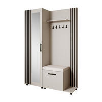 GARDEROBENSCHRANK Livia mit Aufhängern und Spiegel, Kaschmir, Schwarz, rechts - Kaschmir/Schwarz, Holzwerkstoff (137/207/42cm) - Beautysofa